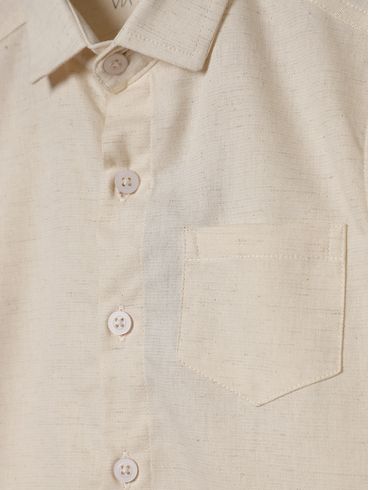 Camisa Linho Manga Longa Infantil Para Menino - NATURAL