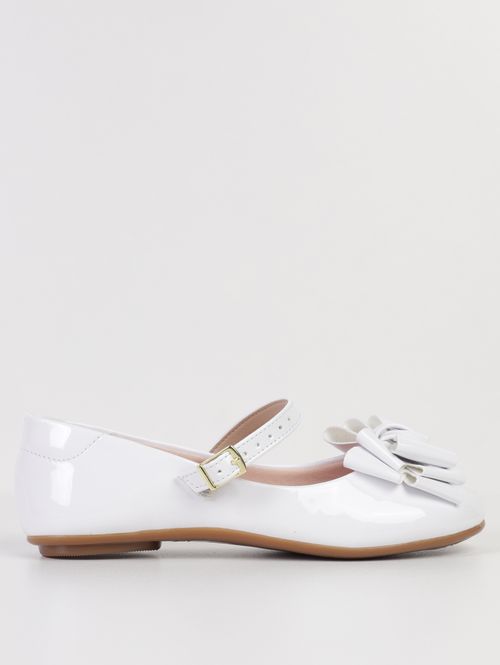 Sapatilha Verniz Laço Infantil Para Menina- BRANCO