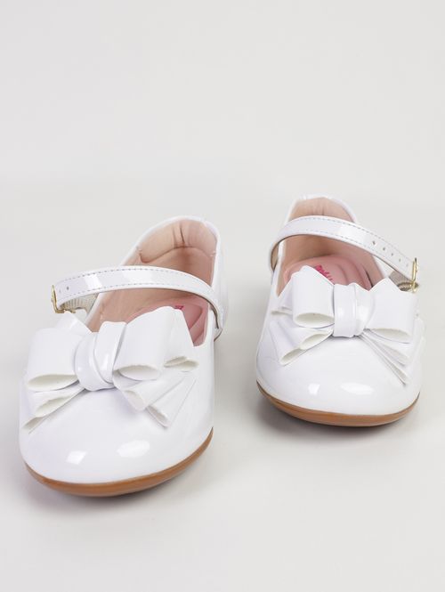 Sapatilha Verniz Laço Infantil Para Menina- BRANCO