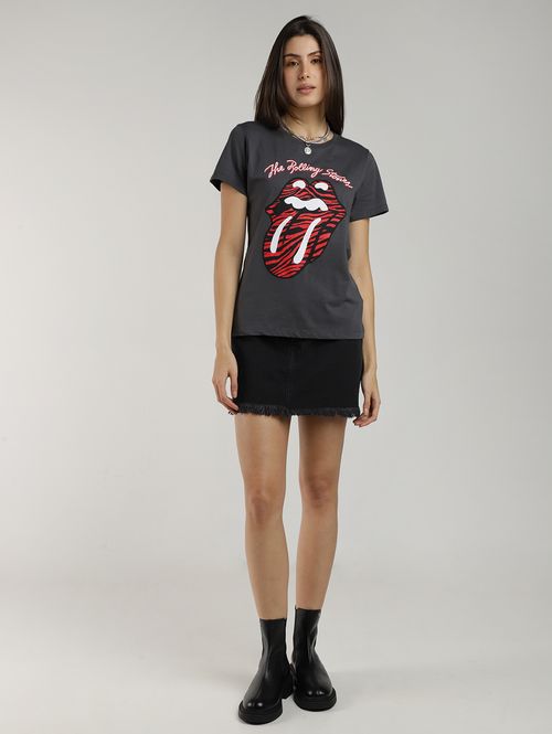Blusa Manga Curta Rolling Stones Feminina CHUMBO