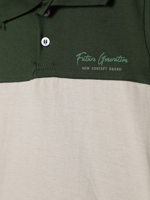 Polo Manga Curta Infantil Para Menino - VERDE/BEGE