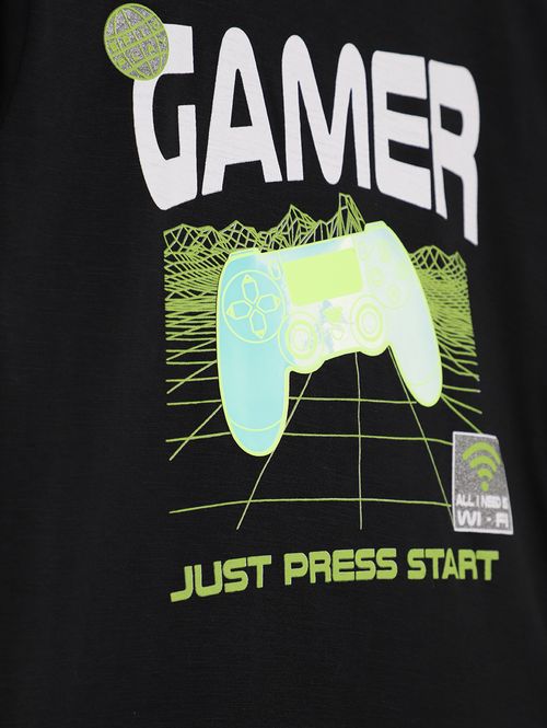 Camiseta Manga Curta Infantil Para Menino - PRETO