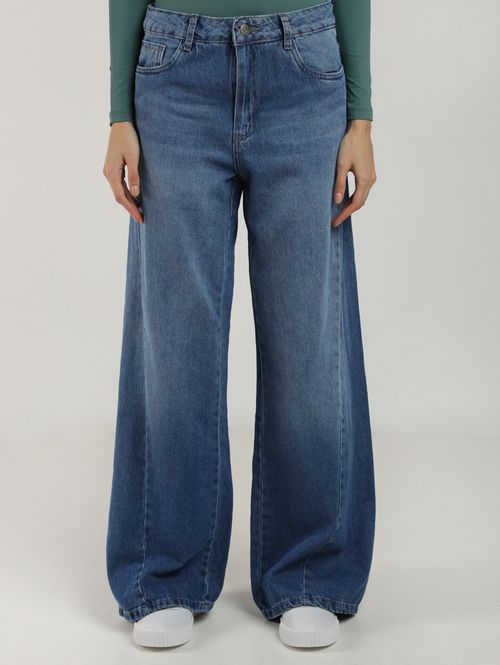 Calça Jeans Extra Wide Leg Sawary Feminina AZUL