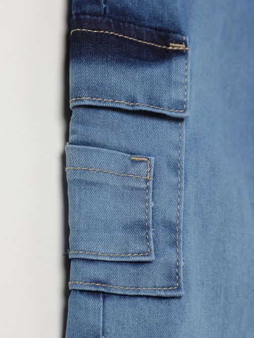 Calça Jeans Cargo Infantil Para Menino - AZUL