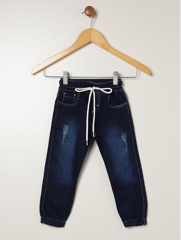 Calça Jeans Jogger Infantil Para Menino - AZUL