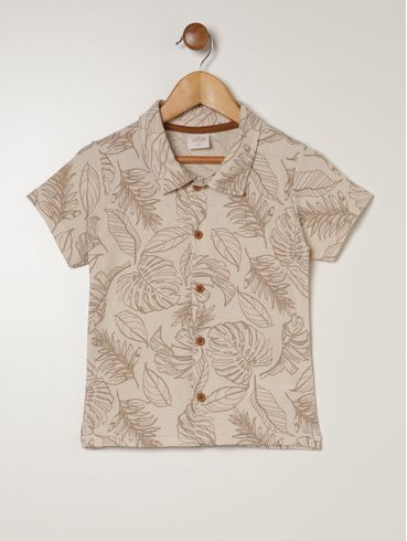 Camisa Malha Waffer Infantil Para Menino - CREME