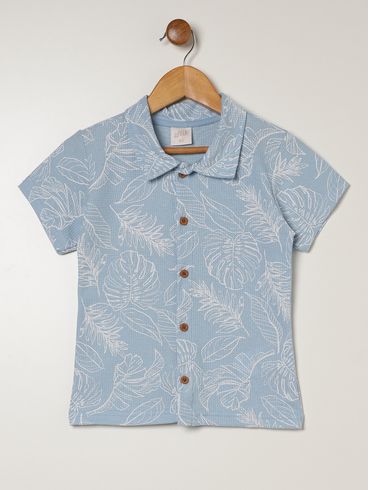 Camisa Malha Waffer Infantil Para Menino - AZUL