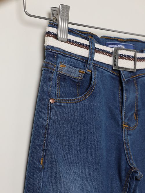 Calça Jeans Com Cinto Infantil Para Menino - AZUL