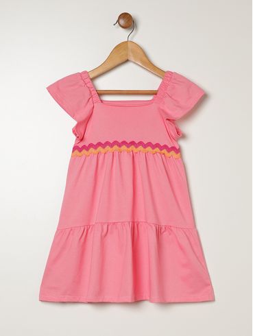 Vestido Malha Denin Infantil Para Menina - ROSA