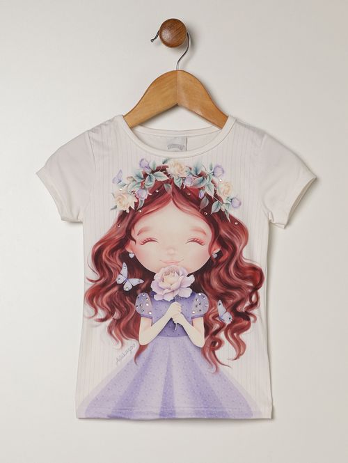Blusa Manga Curta Infantil Para Menina - LILAS