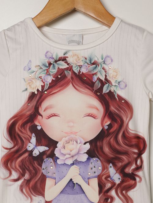Blusa Manga Curta Infantil Para Menina - LILAS
