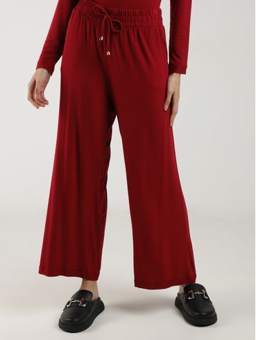 Calça Moletinho Wide Leg Autentique Feminina VINHO