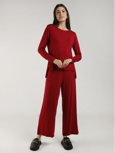 Calça Moletinho Wide Leg Autentique Feminina VINHO