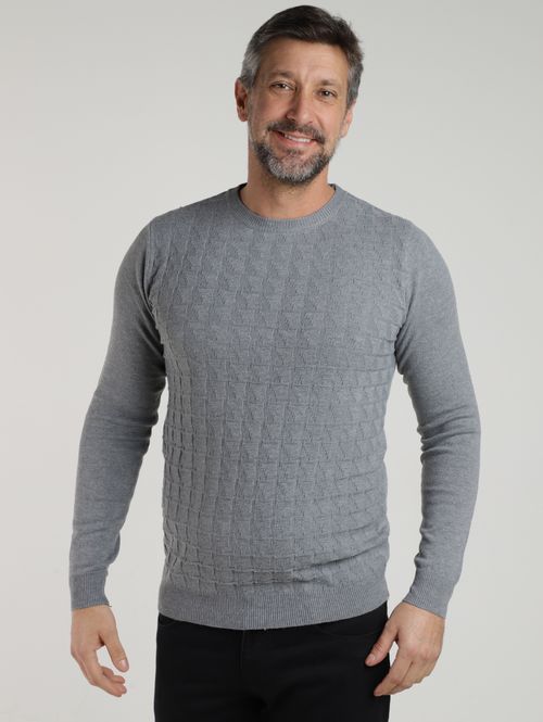 Blusão Tricot Manga Longa Masculino CINZA CLARO