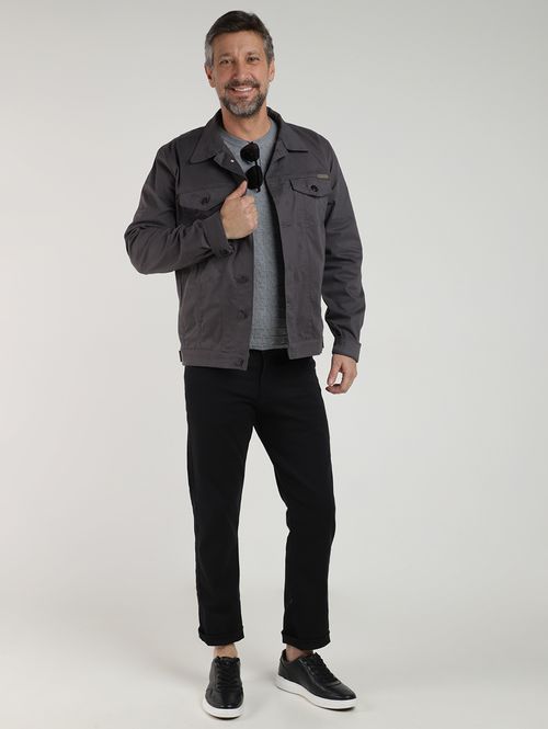 Blusão Tricot Manga Longa Masculino CINZA CLARO