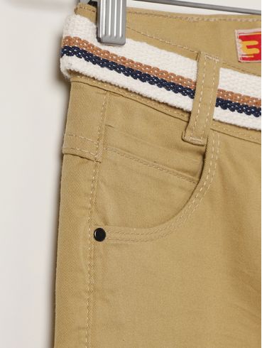 Calça Sarja Jogger Com Cinto Juvenil Para Menino - CAQUI