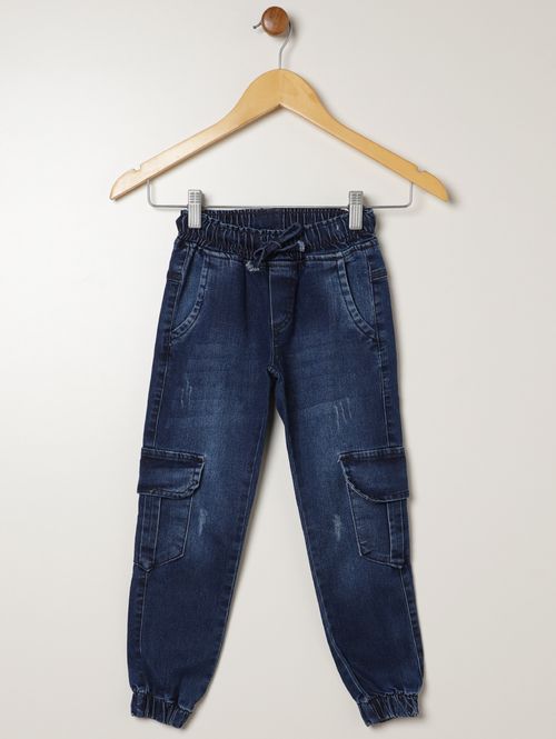 Calça Jeans Cargo Infantil Para Menino - AZUL