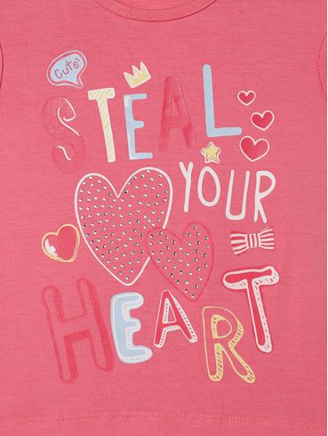 Blusa Manga Curta Infantil Para Menina - ROSA