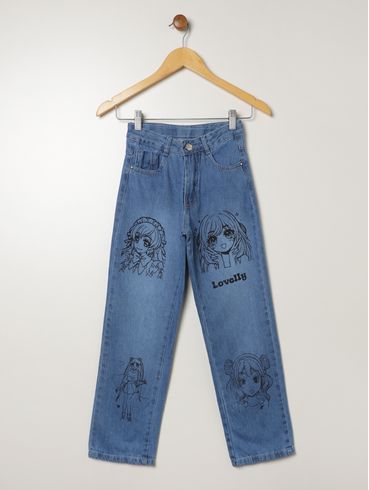 Calça Jeans Juvenil Para Menina - AZUL