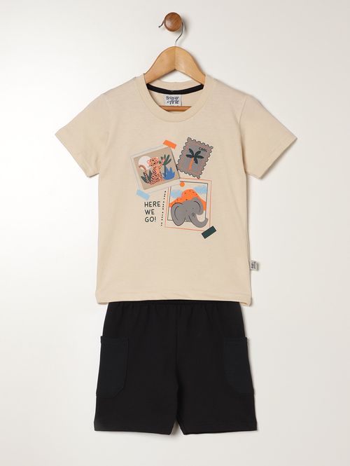 Conjunto Curto Infantil Para Menino - BEGE