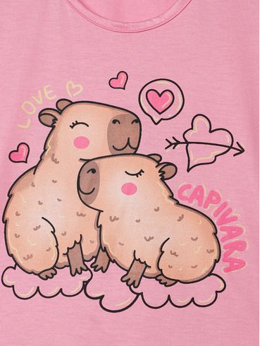 Pijama Curto Estampado Infantil Para Menina - ROSA