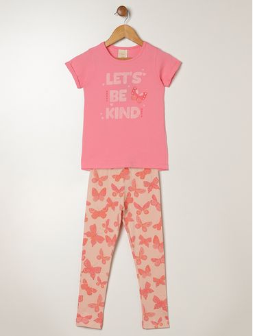 Conjunto Cotton Longo Infantil Para Menina - CORAL