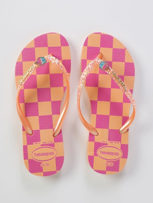 Chinelo Slim Glitter Juvenil  Para Menina - LARANJA/ROSA