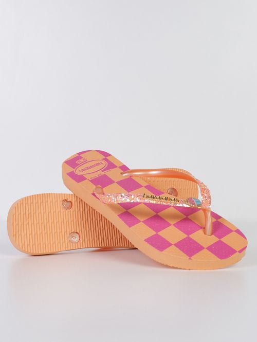 Chinelo Slim Glitter Juvenil  Para Menina - LARANJA/ROSA