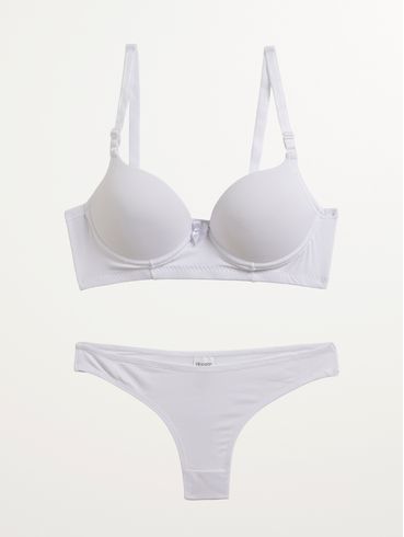 Conjunto Com Bojo e Calcinha Fio Feminino BRANCO
