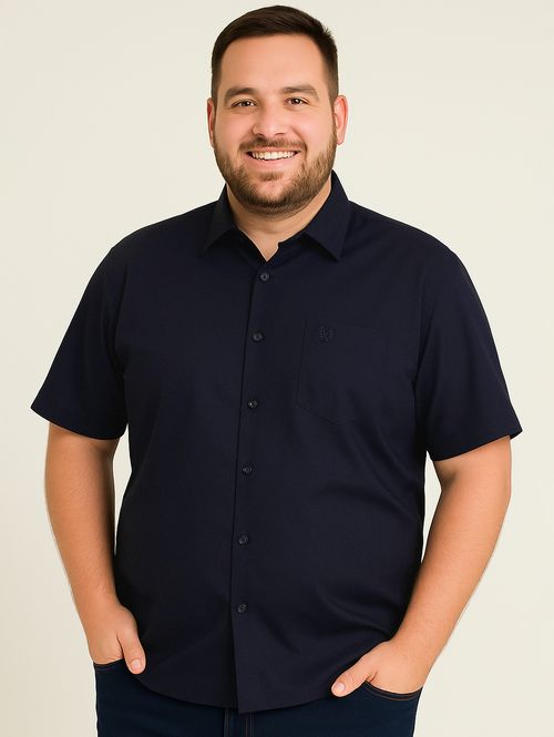 Camisa Manga Curta Vilejack Plus Size Masculina MARINHO