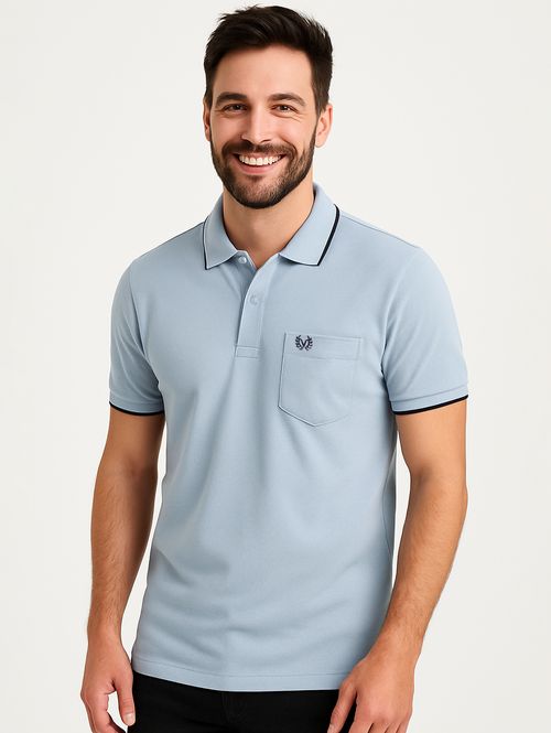 Polo Manga Curta Vilejack Masculina AZUL