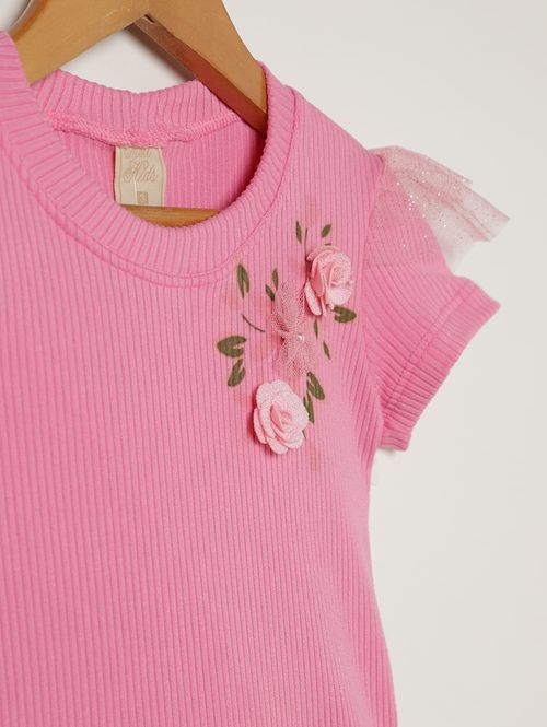 Body Canelado Infantil Para Menina - ROSA