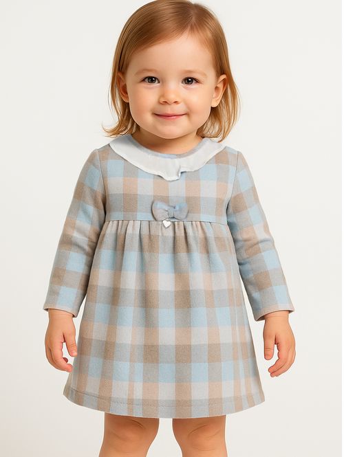Vestido Xadrez Infantil Para Bebê - AZUL