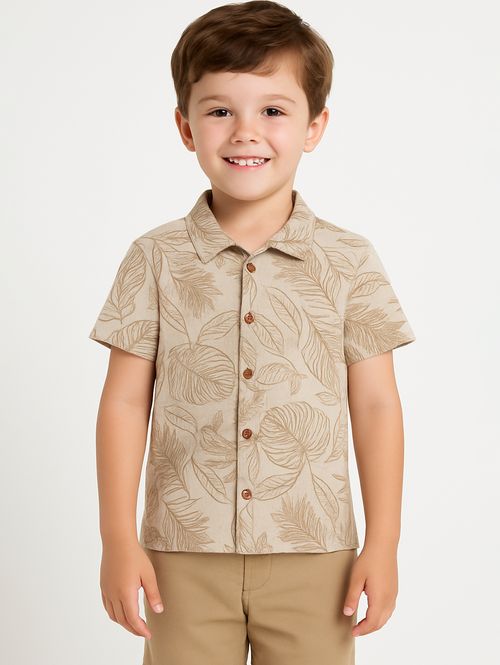 Camisa Malha Waffer Infantil Para Menino - CREME