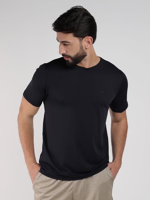 Camiseta Esportiva Básica Poliamida Masculina PRETO
