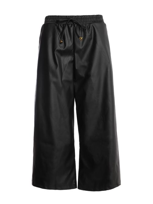 Calça PU Pantacourt Autentique Feminina PRETO