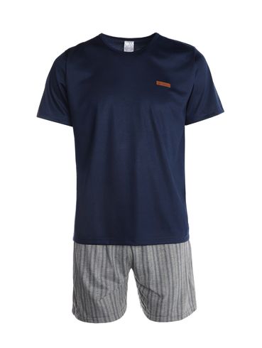 Pijama Curto Listrado Masculino MARINHO/MESCLA