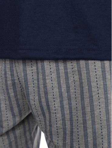 Pijama Curto Listrado Masculino MARINHO/MESCLA