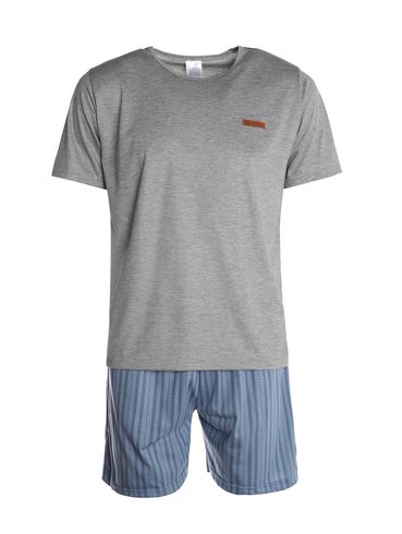 Pijama Curto Listrado Masculino MESCLA/AZUL
