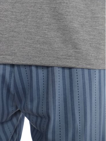 Pijama Curto Listrado Masculino MESCLA/AZUL