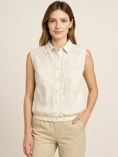 Camisa Manga Curta Eagle Rock Feminina CREME