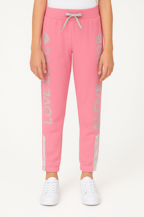 Calça Moletom Jogger Juvenil Para Menina - ROSA