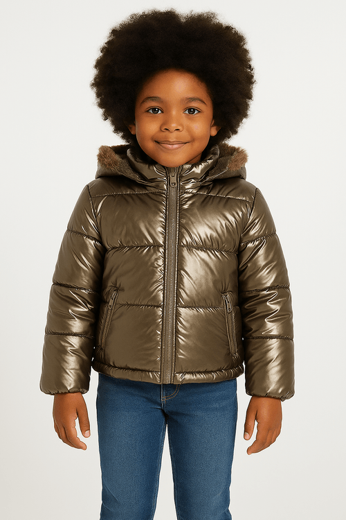 Casaco Metalizada Infantil Para Menina- DOURADO