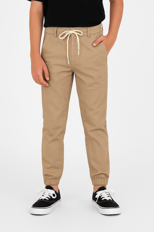 Calça Sarja Jogger Juvenil Para Menino - BEGE