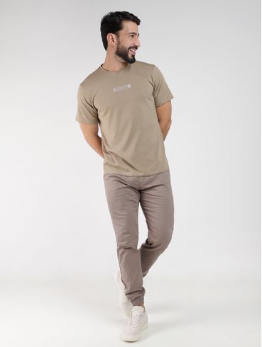 Camiseta Algodão Peruano Eletrón Masculina CAQUI