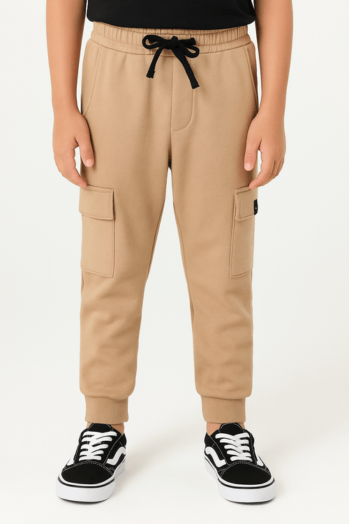 Calça Moletinho Cargo Infantil Para Menino - MARROM