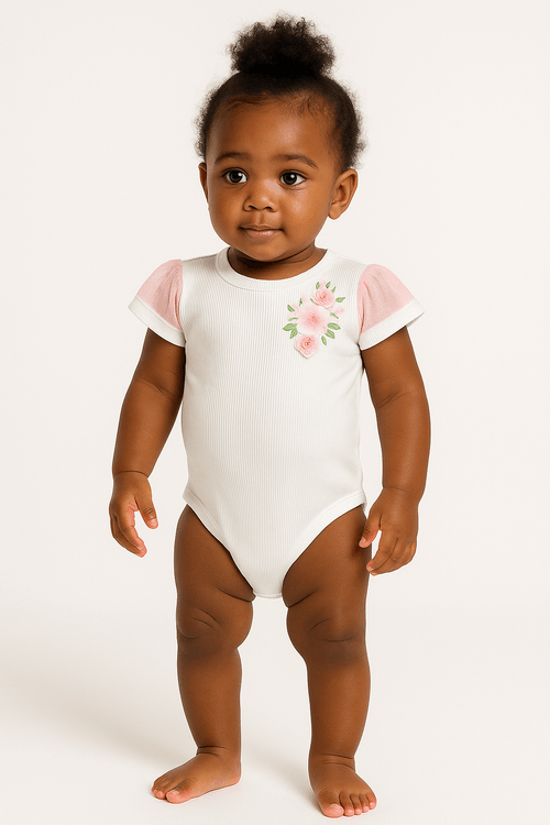 Body Canelado Infantil Para Menina - OFF WHITE