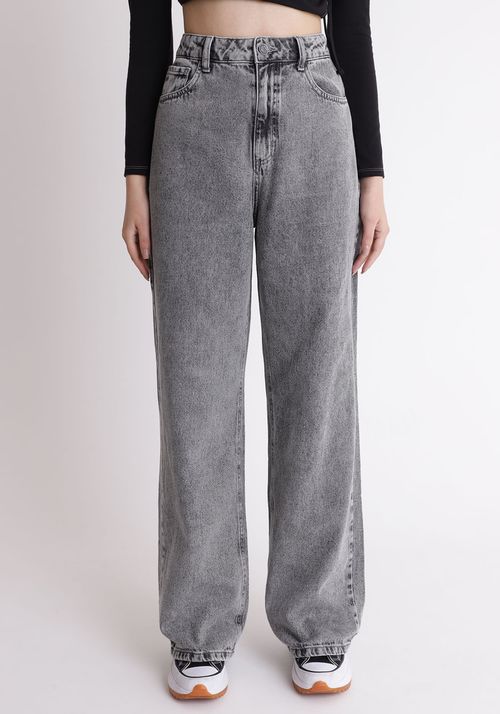 Calça jeans wide leg cintura alta