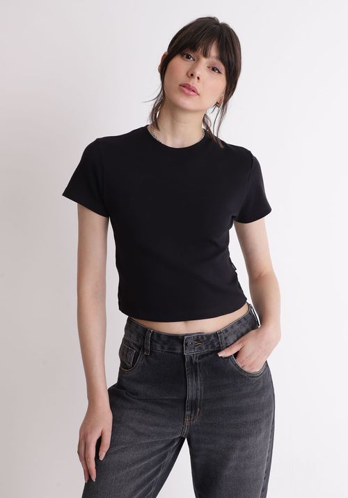 Blusa básica baby look Preta