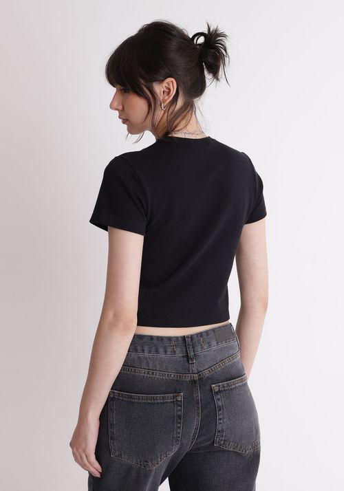 Blusa básica baby look Preta